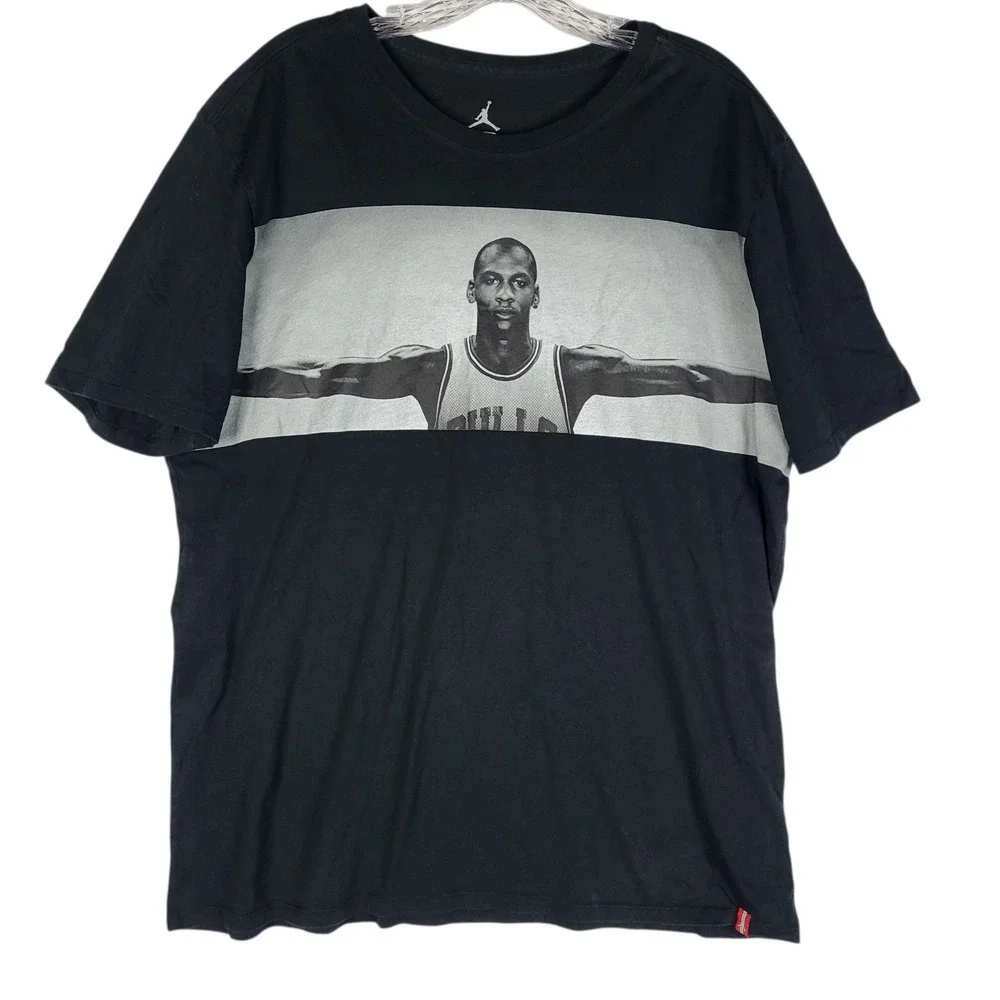 RARE Young Michael Jordan Outstretched Arms Tshirt Men XL Black Wings Collector